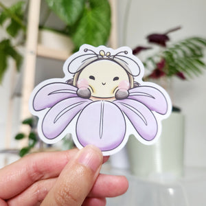 Bumble Bee on Purple Flower Sticker Flake
