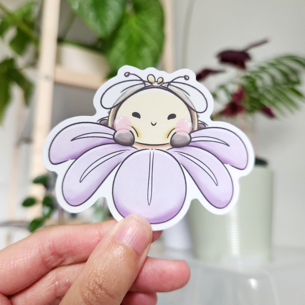 Bumble Bee on Purple Flower Sticker Flake