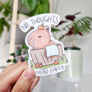 Capybara No Thoughts Head Empty Sticker Flake