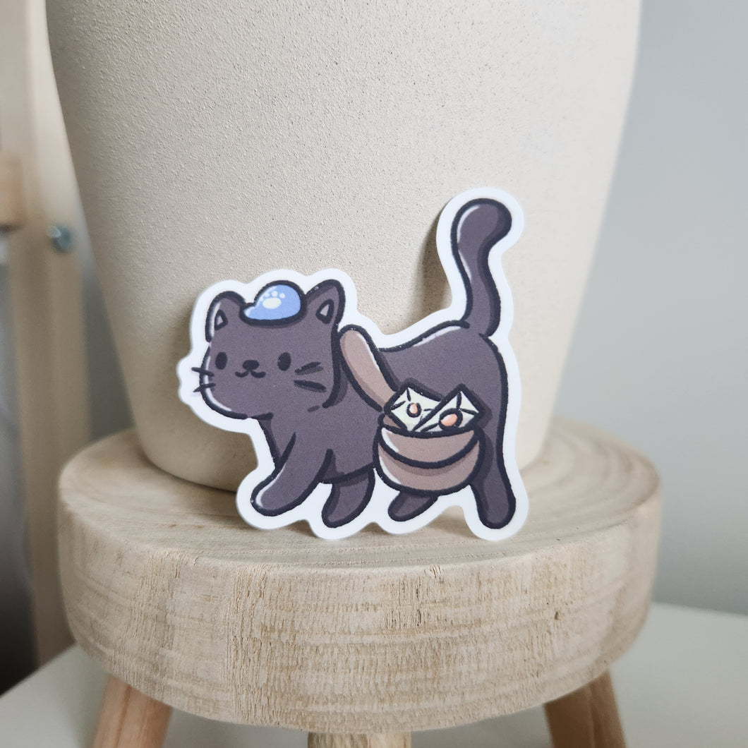Black Cat Mail Time Sticker Flake