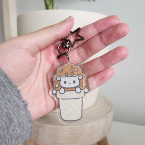Chocolate Ice Cream Sheep Keychain