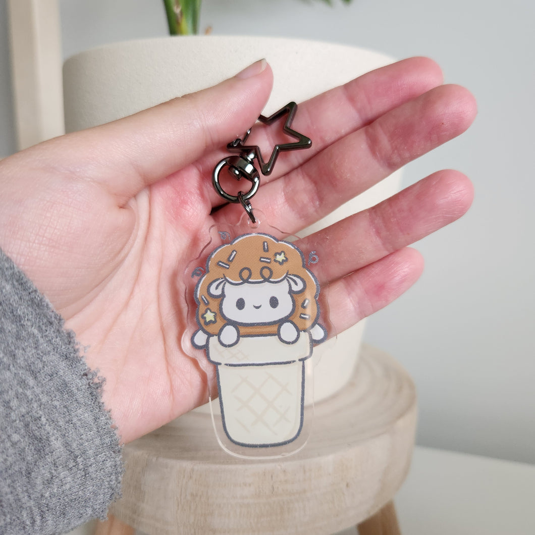 Chocolate Ice Cream Sheep Keychain