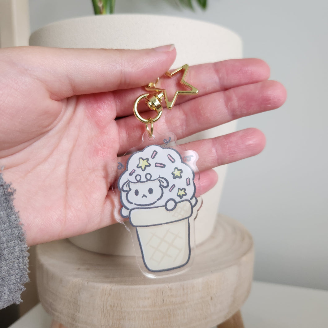 Vanilla Ice Cream Sheep Keychain