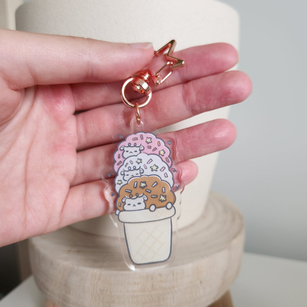 Ice Cream Trio Sheep Keychain