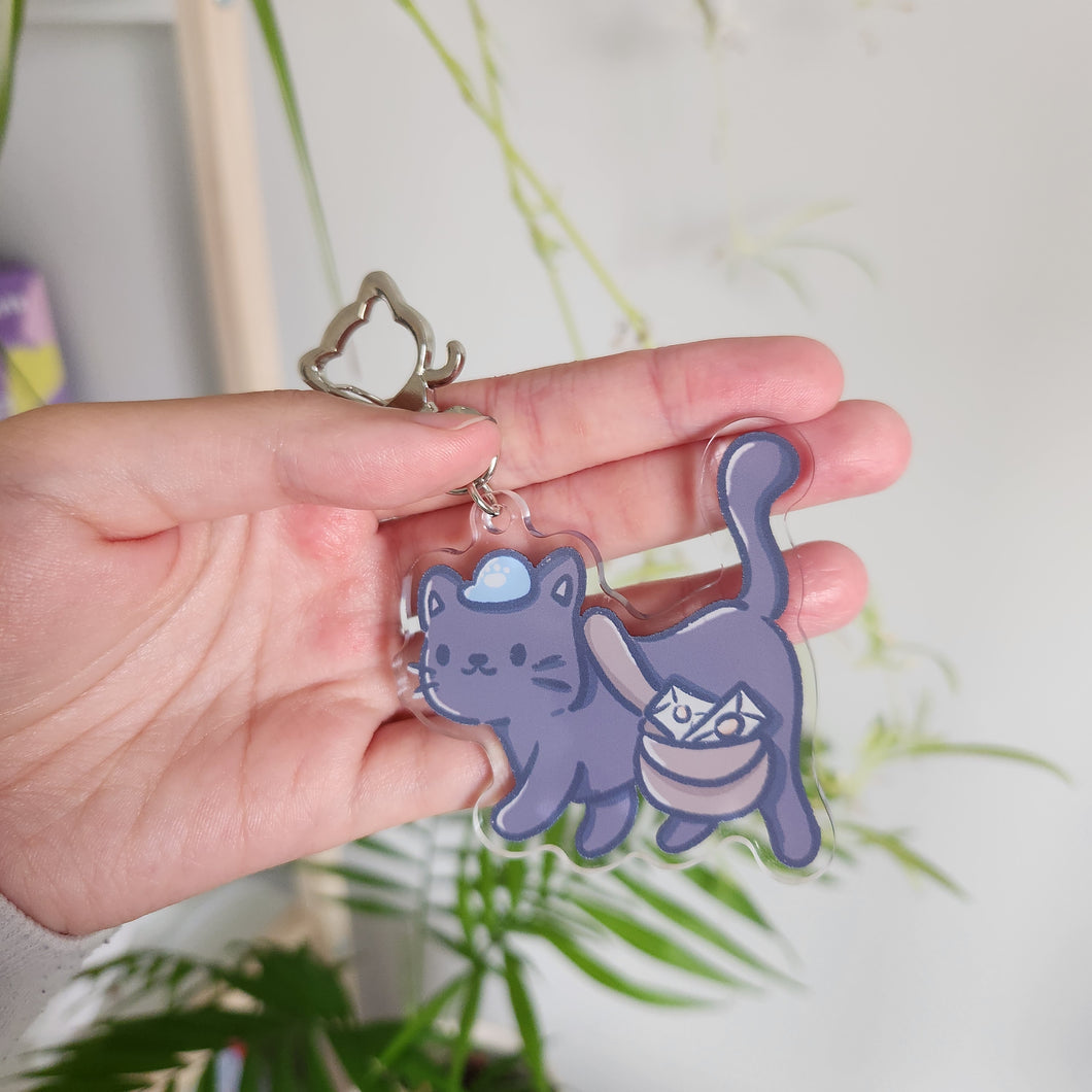 Black Cat Mail Time Keychain