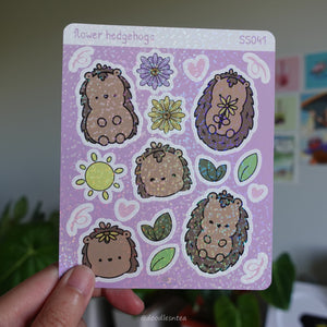 Flower Hedgehogs Holographic Stickers