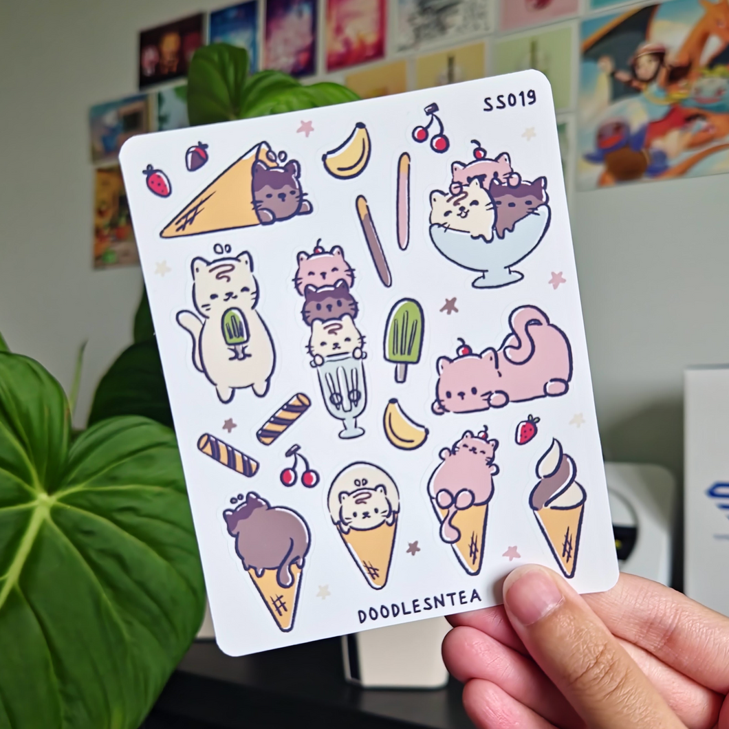 Ice Cream Cat Trio Stickers