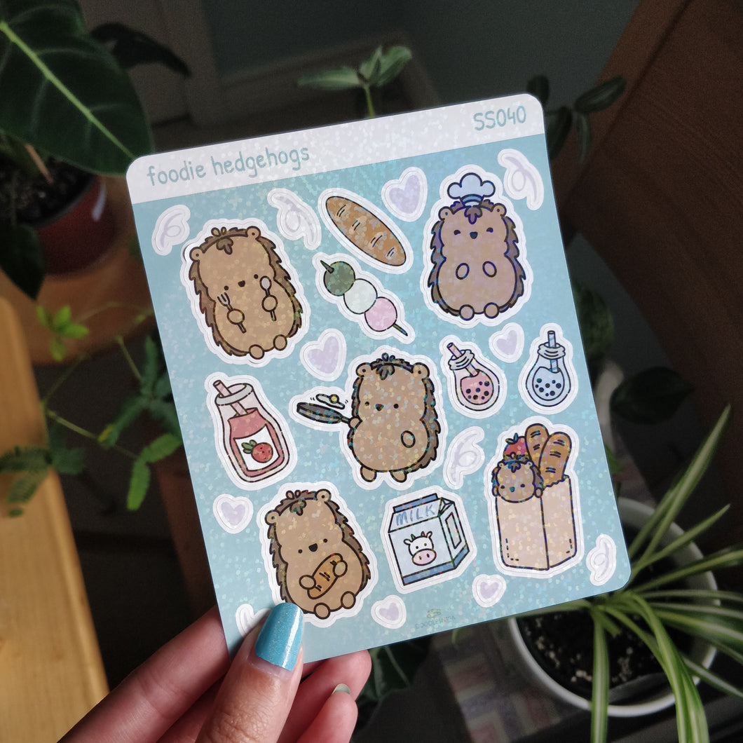 Foodie Hedgehogs Holographic Stickers