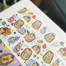 Load image into Gallery viewer, Foodie Hedgehogs Gold Foiled Washi Tape
