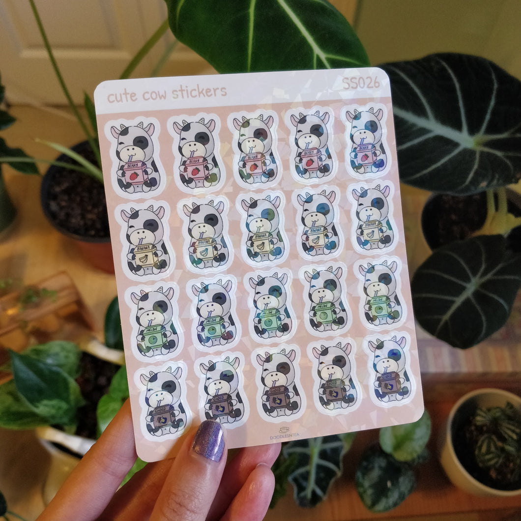 Cute Cows Holographic Stickers