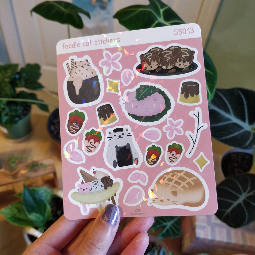 Foodie Cats Holographic Stickers
