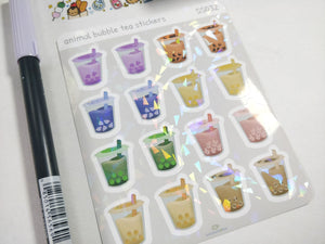 Bubble Tea Holographic Stickers