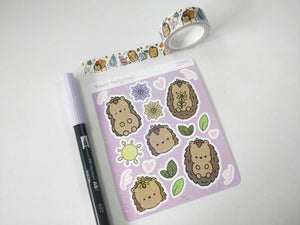 Flower Hedgehogs Holographic Stickers